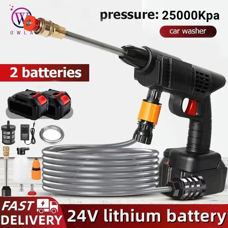 Watering Equipments Portable Cordless High Pressure Car Washer 24v Lithium Battery Power Sprayer Washer Garden Watering Wash Tool Auto Washer Guns 230601