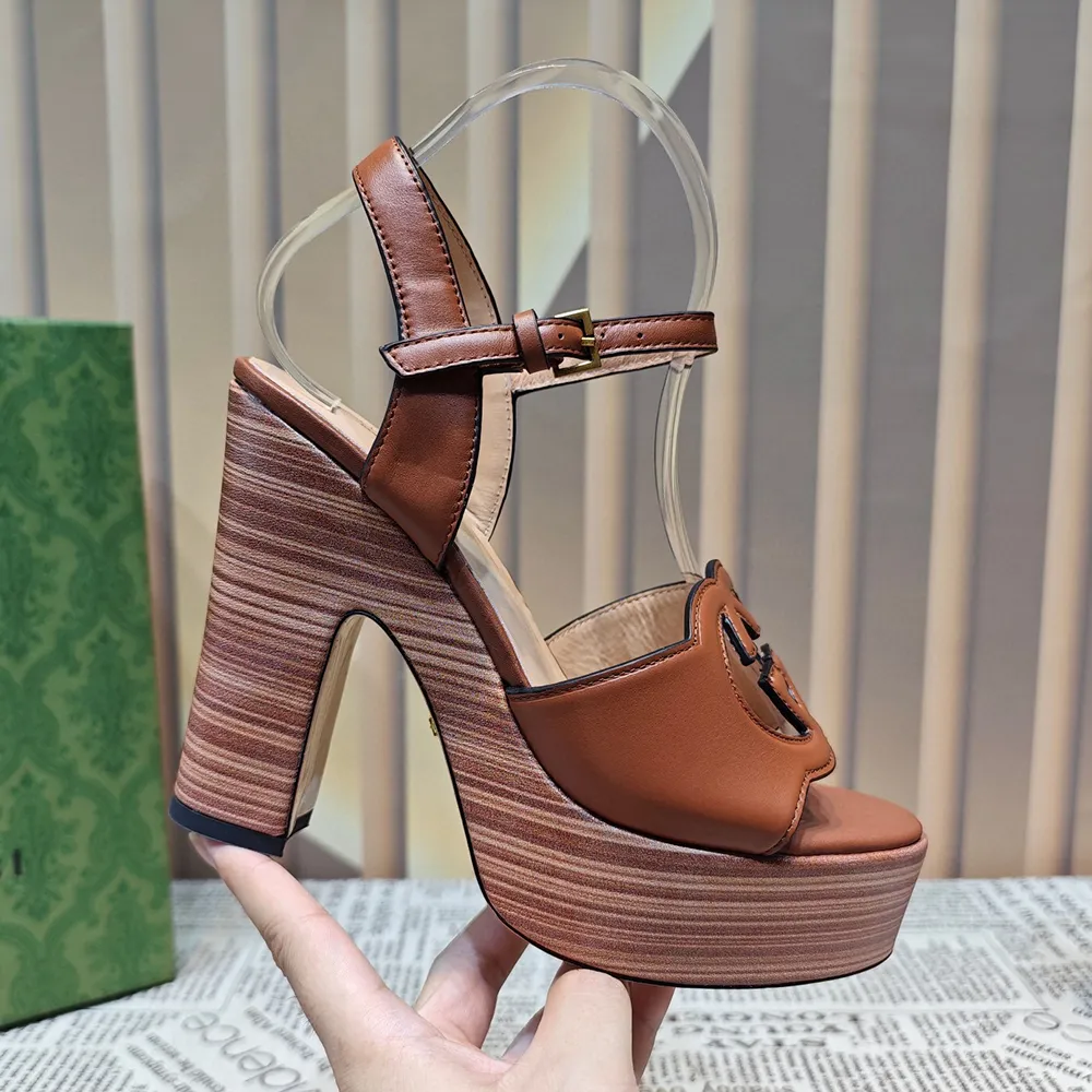Luxury Designer Platform Chunky Heel Sandals With 12cm Chunky Block Heels Open Toe Ankle Buckle Hollowed Out Decoration Perfect For Evening Parties And Events From Shoes gd 84.71 DHgate.Com