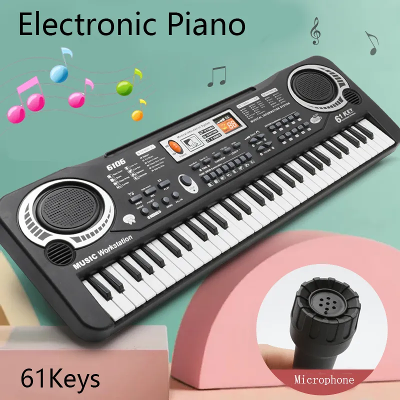 Chusui 61 Chaves Música Digital Teclado Eletrônico Crianças Piano Elétrico  Multifuncional para Estudante de Piano com Função de Microfone Instrumento  Musical : : Brinquedos e Jogos
