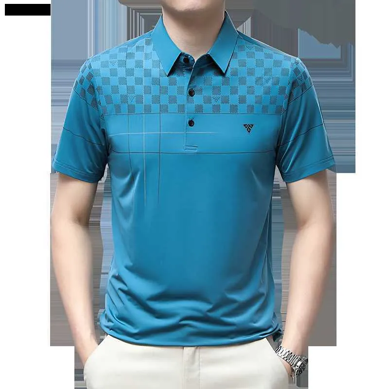 Browon 2023 Summer T Shirt Men Teesファッション格子縞の印刷ターンダウンカラーTHIN THIN THINT MEN TシャツカジュアルレギュラーワークデイリーメンTシャツL230520