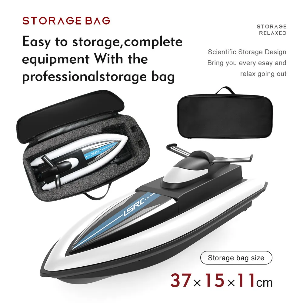 Electric/RC Boats 2.4GHz LSRC-B8 RC Speedboat With Storage Bag Waterproof Double Motor Model Electric High Speed Racing Portable Ship Toys for boy 230601