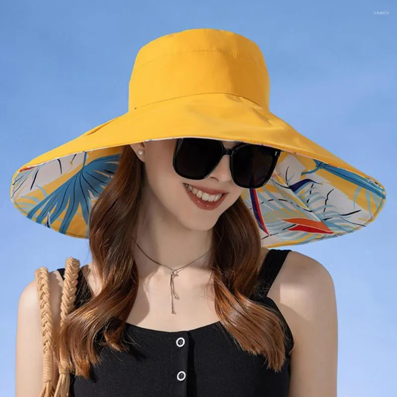 Cappelli a tesa larga Cappello a bacinella Pieghevole Donna Estate Tinta unita Stampa Protezione solare Accessori per costumi da pescatore che toccano la pelle