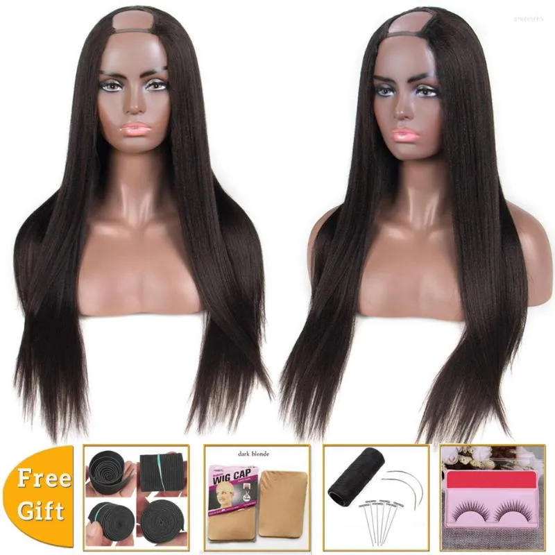 Lanqi Brazilian Hair Wigs Light Yaki Straight HumanU Part Wig for Women Non-Remy180％密度