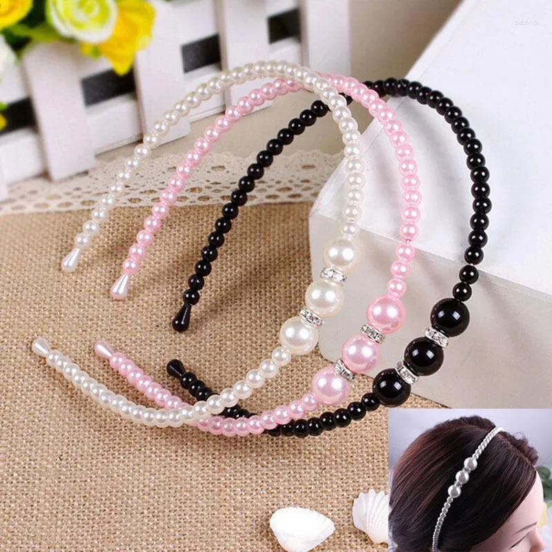 Hair Accessories 2023 Girl Pearl Headbands Korean Style Elegant Kids Princess With Rhinestone Bands Children 1pc