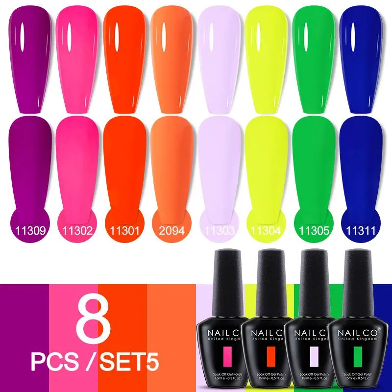 Jel Nailco 15ml Yaz Renk Serisi Jel Oje Seti 6/8pcs Vernis Yarı Daimi Oje Kiti Hibrid Vernik Manikür için