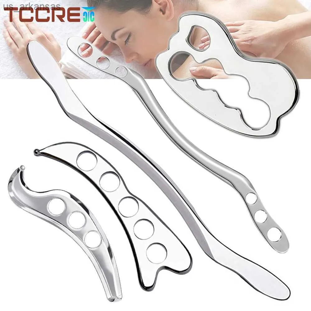 Gua Sha Placa de Aço Inoxidável Conjunto Massageador de Músculos Manuais Relaxamento Tecidos Moles Fisioterapia Reduzir Dor Corporal Ferramenta de Raspagem L230523