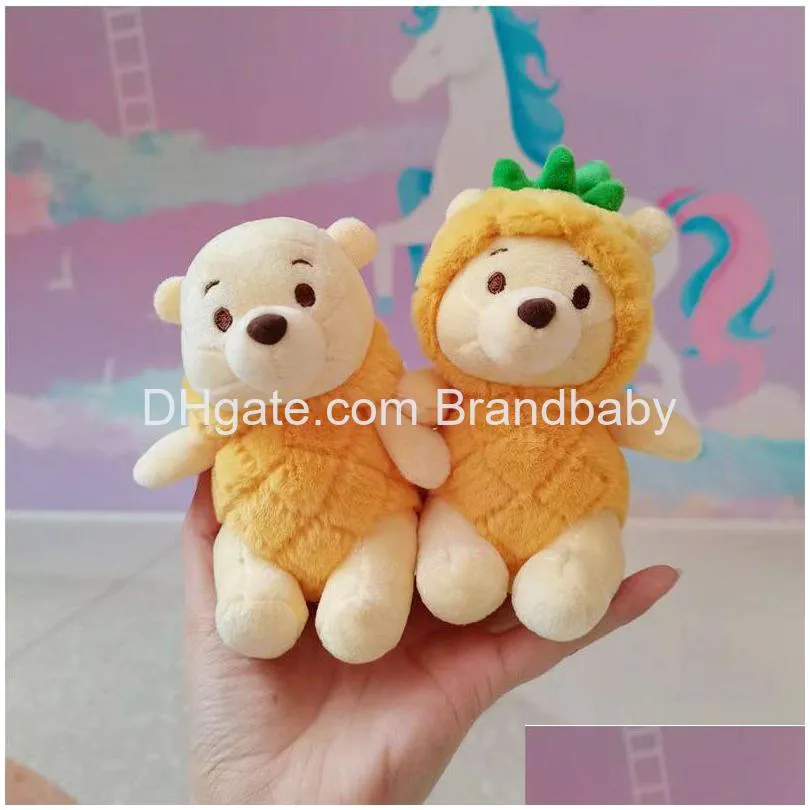 Plush Keychains Yellow Little Bear With Pineapple Clothes Jewelry Schoolbag Backpack Ornament Kids Gifts About 15Cm Drop Delivery To Otovp