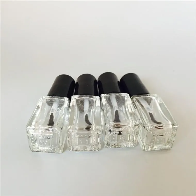 Analizzatore 30 pz/lotto 5ml Bottiglie Vuote di Smalto Quadrato e Piccolo Pennello Contenitore per Nail Art Contenitore per Olio per Unghie in Vetro Trasparente Smalto