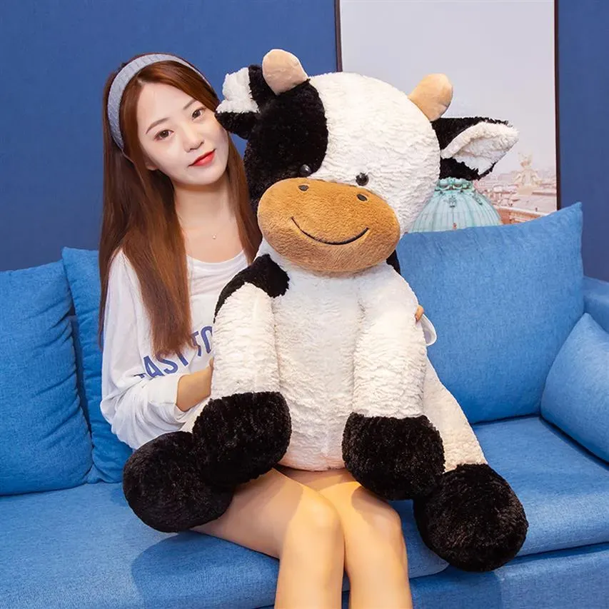 Cute Cartoon Cow Plush Toy Giant Animal Cattle Doll Super Soft Sleeping Pillow Gift for Girls Decoration 28inch 70cm