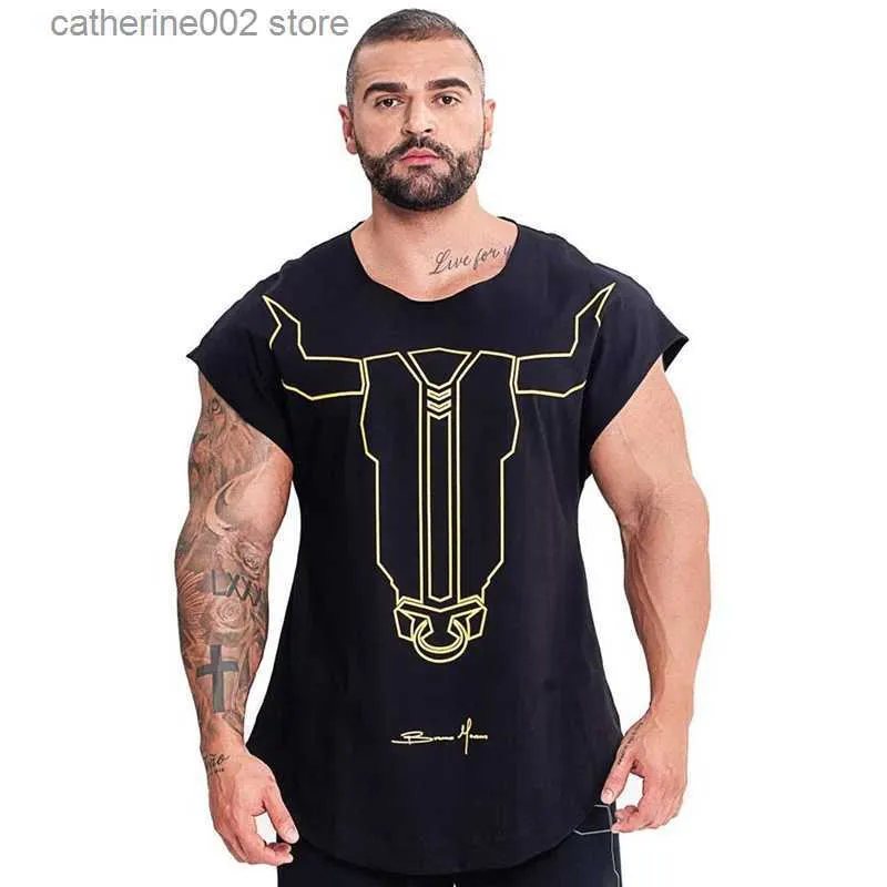 T-shirts pour hommes New Male Cotton Tee shirt Tops Crossfit Vêtements Hommes Gymnases Fitness Bodybuilding T-shirt Été Casual Mode Imprimer À manches courtes T230601