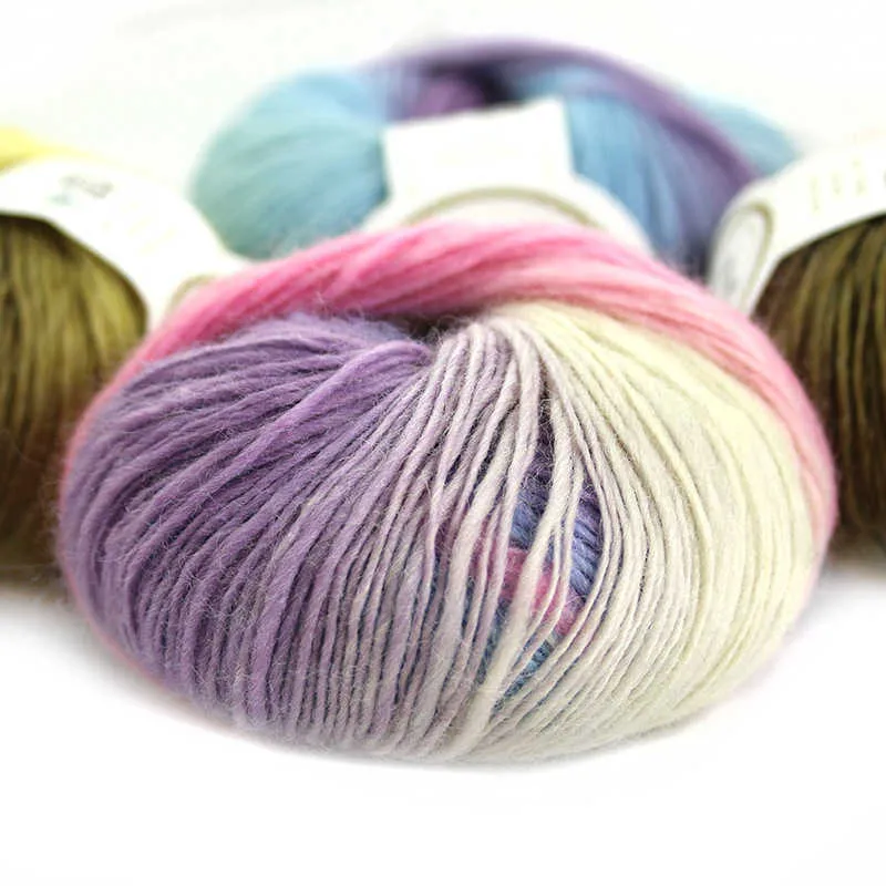 Garen 50g/bal kamgaren gesegmenteerde geverfd regenboog pure wol garen gebruikt voor DIY hand gebreide gehaakte sjaal sjaal draad P230601