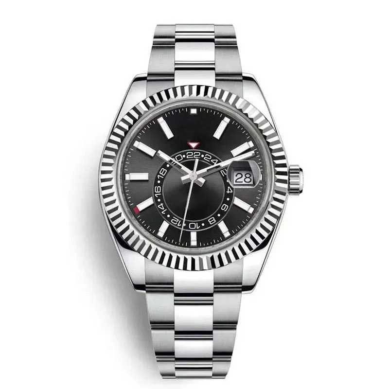 Мужчины модные световые часы водонепроницаемые двойные часовые пояса роскошные 904L из нержавеющей стали.
