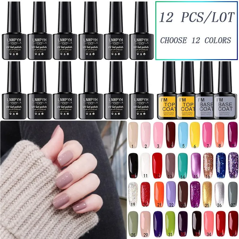 Gel Nail Art Gel 12 Colors Nail Polish Set Hybrid Manicure 8ml Colors Semi Permanant Uv Nail Art Prime Gel Varnish Nail Polish