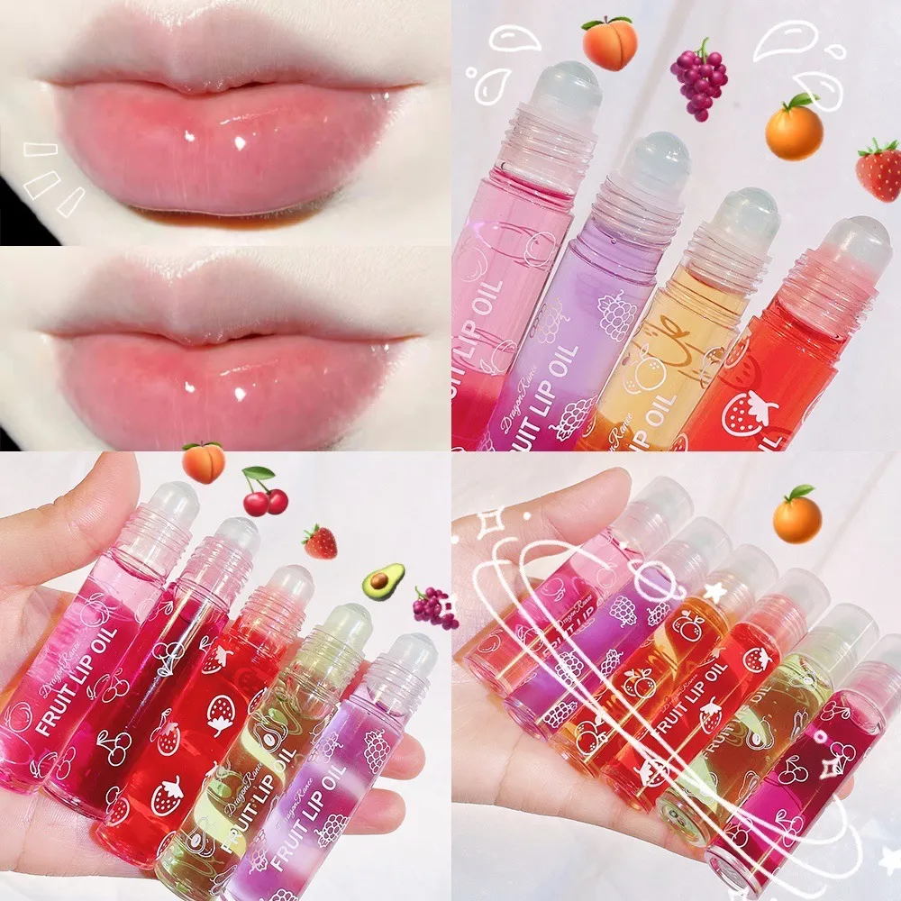 Свежие фруктовые рулоны губ бальзам макияж макияж Увлажняющий прозрачный масло губ.