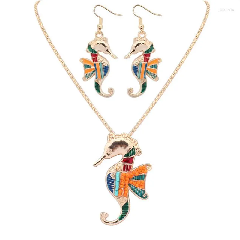 Necklace Earrings Set Fashion Trend Beautiful High Quality Gold/Silver Plated Seahorse Earring Sets Wholesale Price Animal