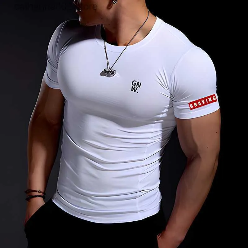 Camisetas masculinas Breves de verano para hombres Casuales cómodos ajustados de gimnasia deportiva de ajuste deportivo Sportswear de secado rápido