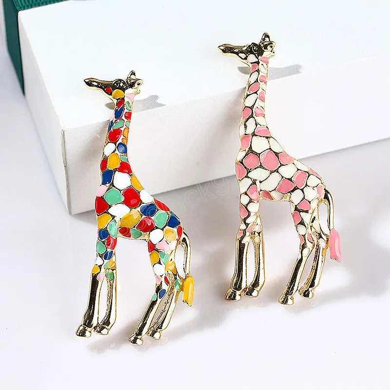 Frauen Gold Farbe Giraffe Broschen Nette Bunte Tier Brosche Pin Mode Schmuck Geschenk Exquisite Broschen für Kinder