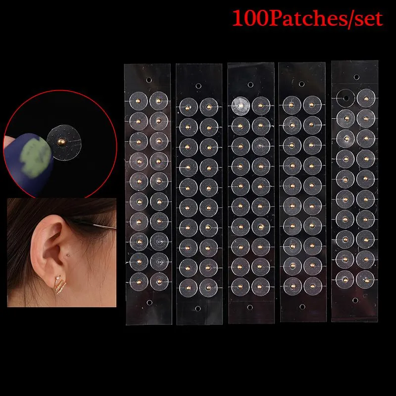 Massager 100st/Set Clear Ear Point Stickers Ear Pressure Stick Acupunktur Magnetiska pärlor Aurikulära öronklistermärken Massage Ear Stickers