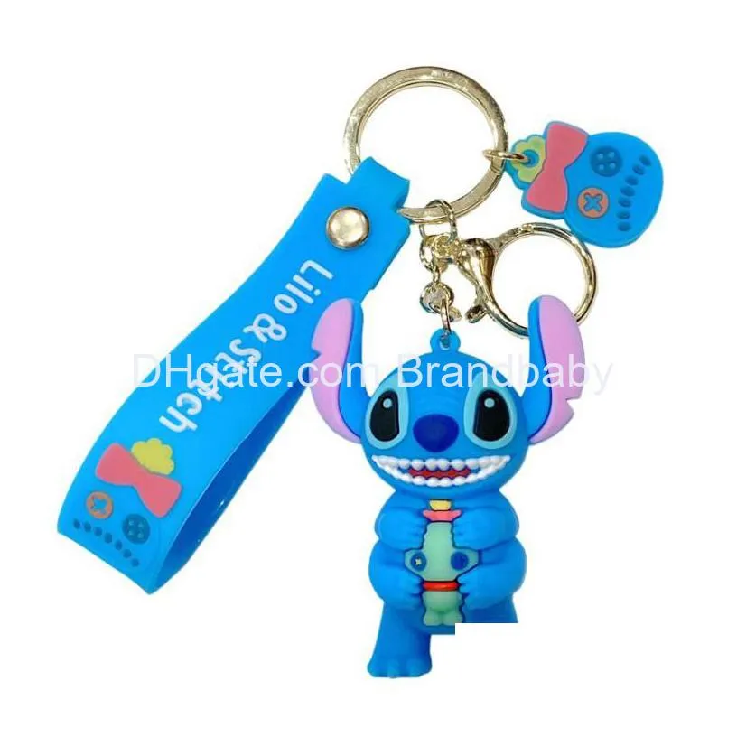 cute animation stitch jewelry keychain different design pvc key ring accessories