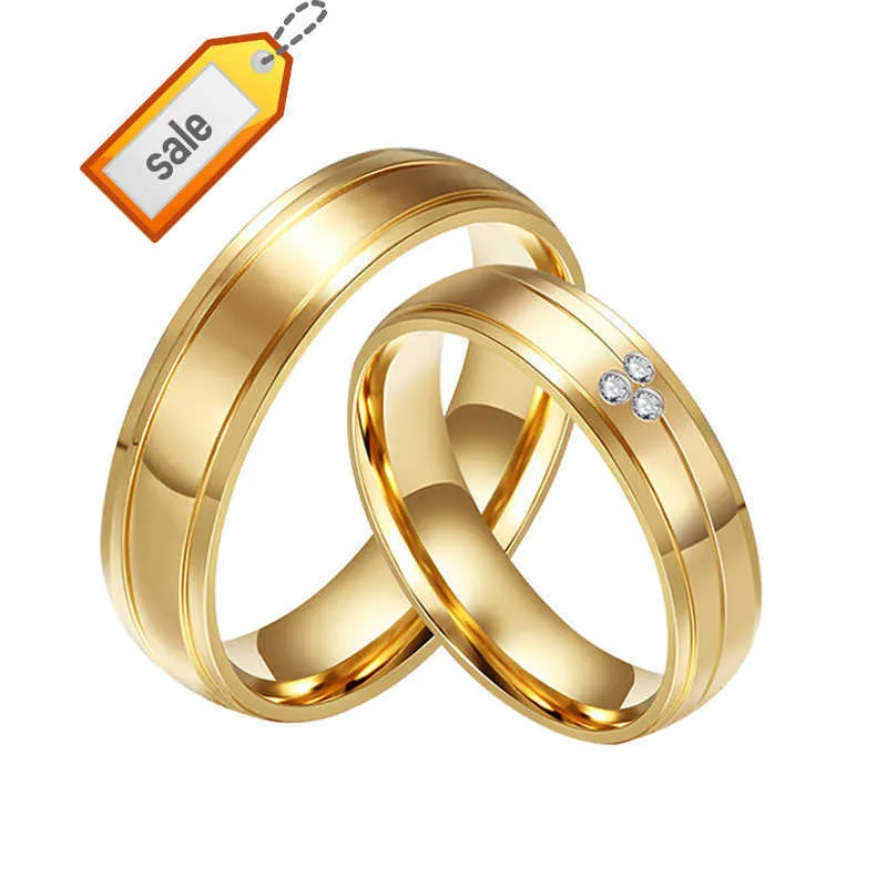 24K Gold Diamond Cheap Couple Wedding Rings For Engagement