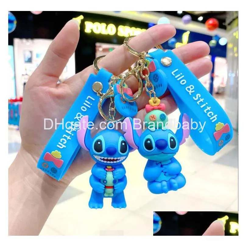 cute animation stitch jewelry keychain different design pvc key ring accessories