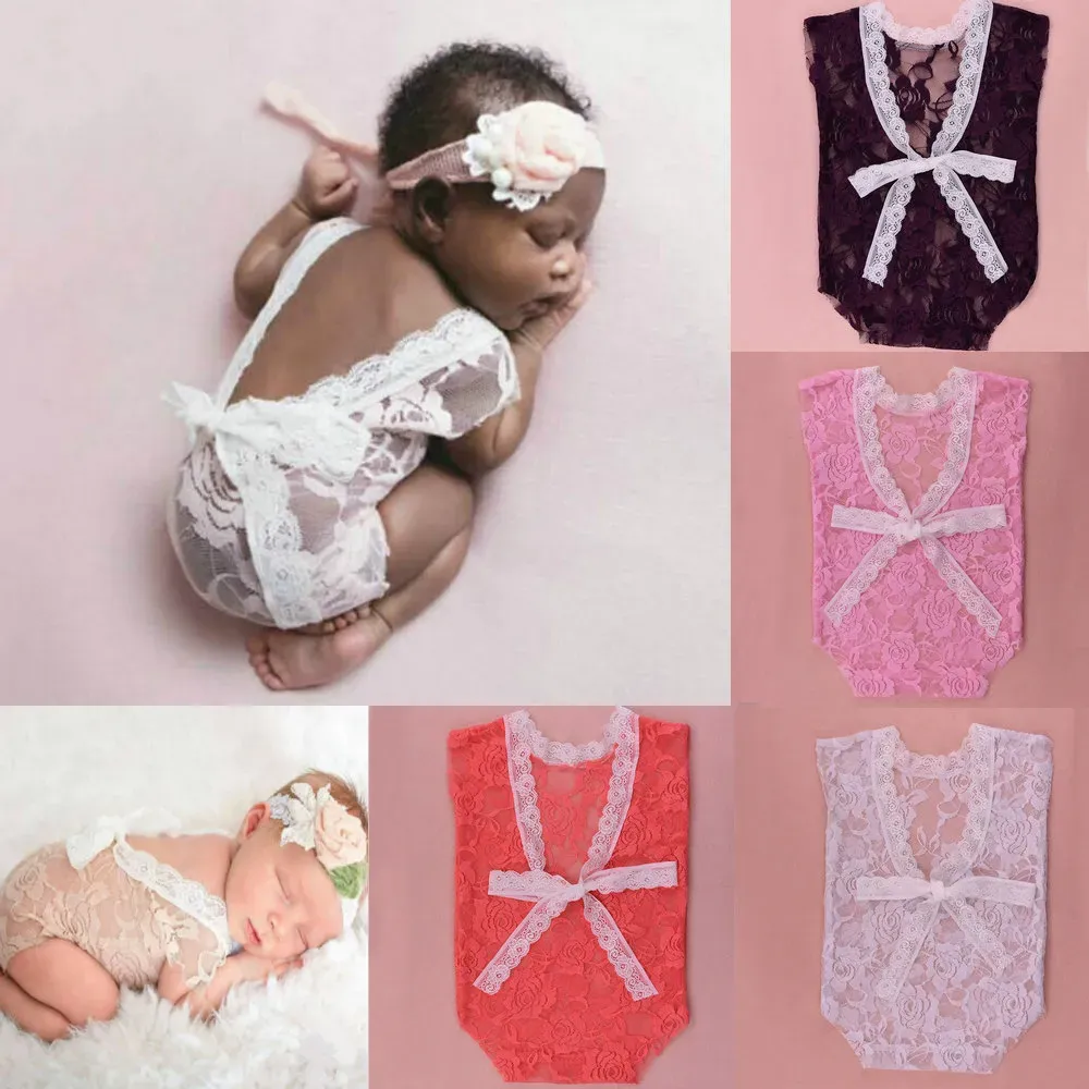 Neugeborenen-Strampler, Fotografie-Requisiten, Weihnachten, Baby, Mädchen, Lacedeep V undicht, Spitze, HA-Kleidungsset, Foto-Outfits, Einteiler, einteilige Strampler, Jumpsuits, Kleidung