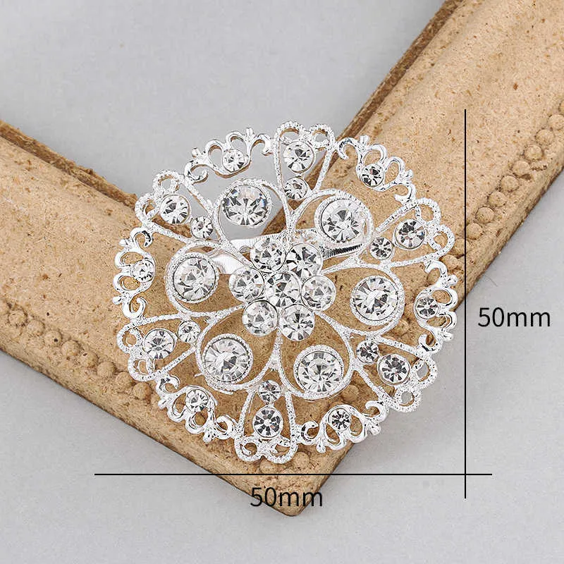 Alfileres Broches WEIMANJINGDIAN marca 2 pulgadas flor redonda aleación cristal boda ramo decoración broche joyería G230529