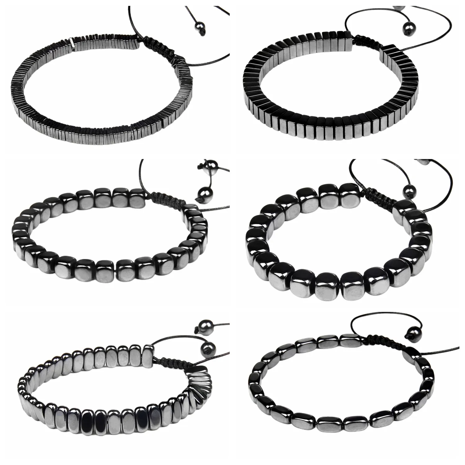 Pulsera de hematita para bajar de peso, hombres y mujeres, poder curativo, protección contra el estrés, trae la suerte, cuentas de piedras preciosas, joyería tejida