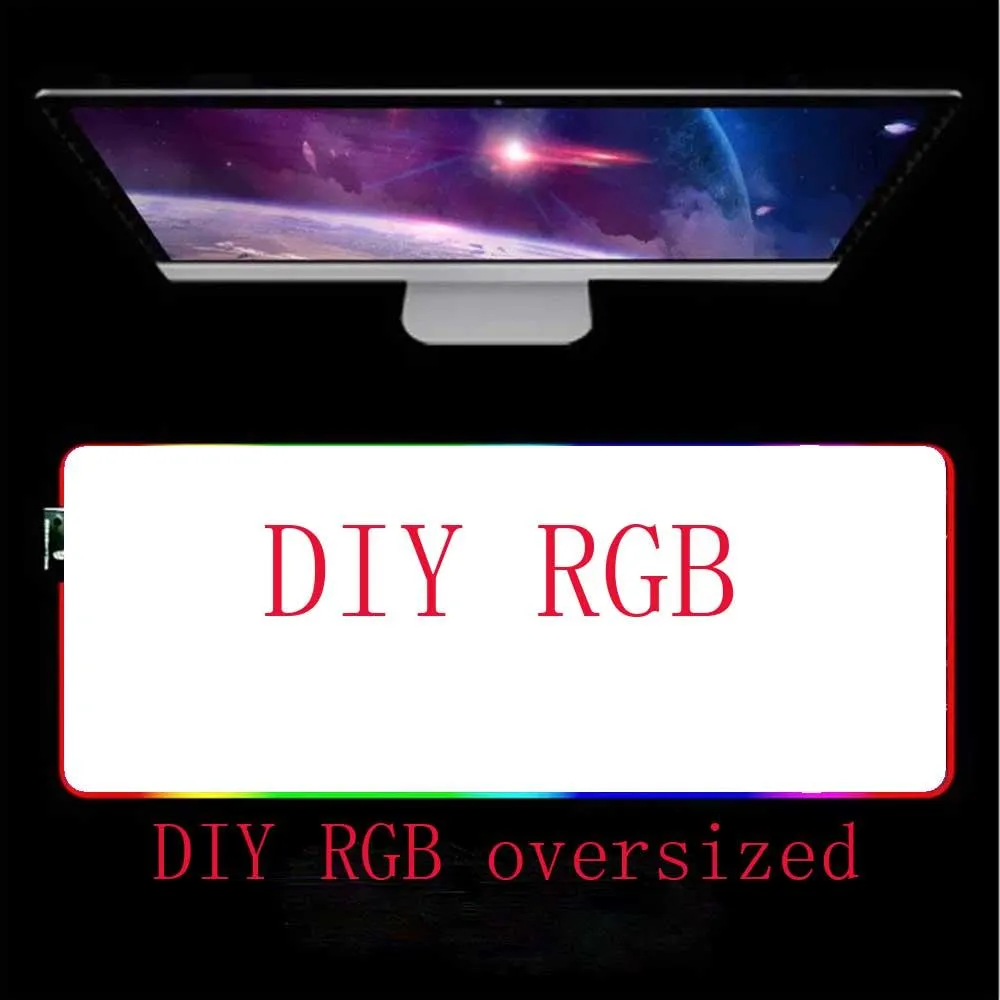 Агент по прямым продажам с фабрики, DIY RGB, большой коврик для мыши на заказ со светодиодным настольным ковриком