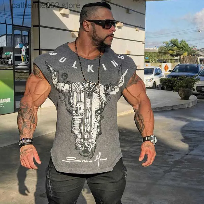 Erkek Tişörtler Yeni Erkekler Pamuk Kısa Kollu Tişört Fitness Vücut İnşa Gömlek Crossfitsmale Marka Tee Toss Moda Spor Salonu T-Shirt Erkekler Gel T230601