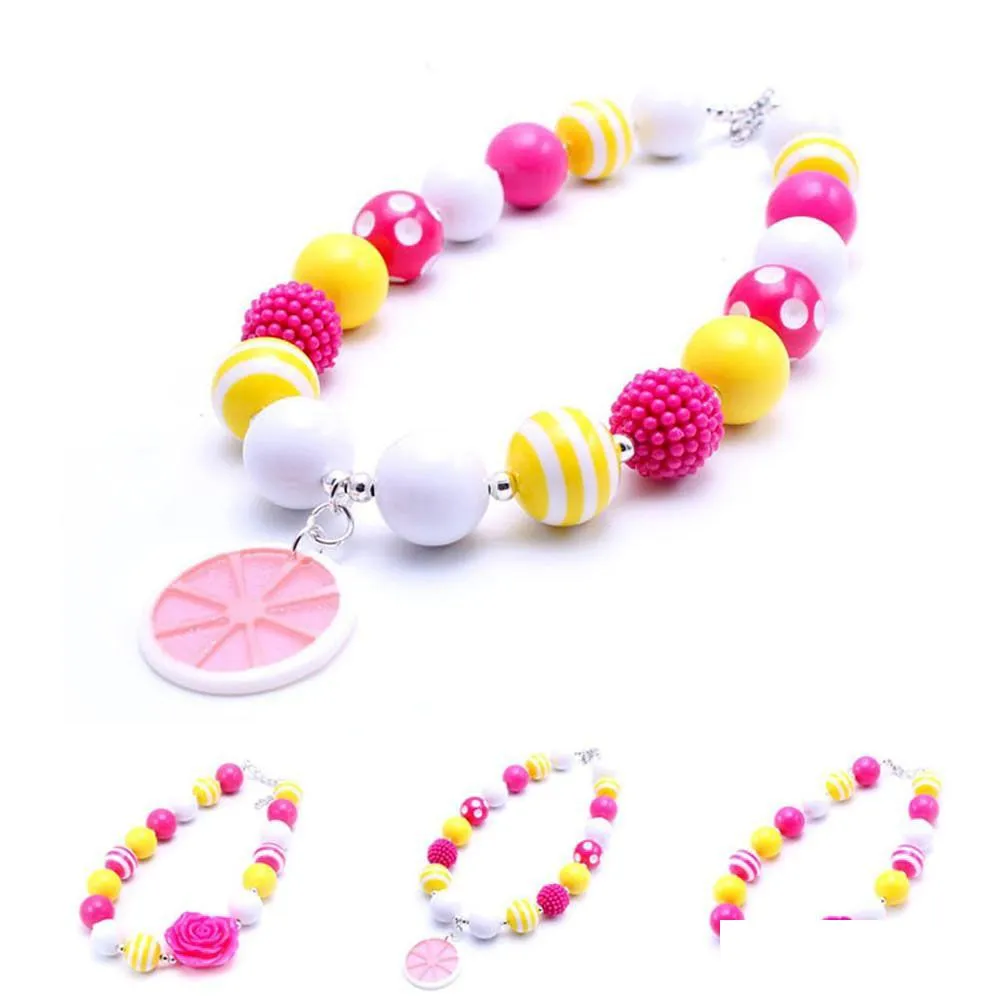 Colliers De Perles Est Conception Pinkaddyellow Collier Cadeau De Fête D'anniversaire Pour Les Tout-Petits Filles Bubblegum Bébé Enfants Chunky Bijoux Drop De Dhcmu