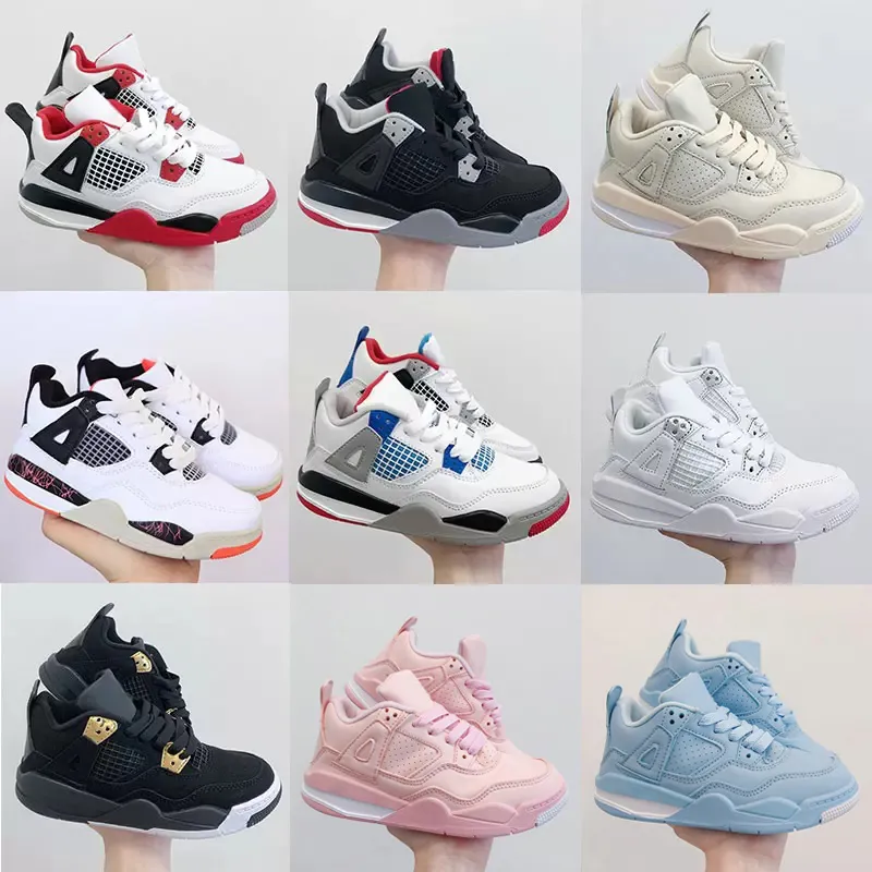 Kids designer Outdoorschoenen Jumpman 4 4s Basketbalschoenen Black Cat White Oreo Cement Gefokt jongens meisjes trainers Runner Shoe Fire Red Thunder