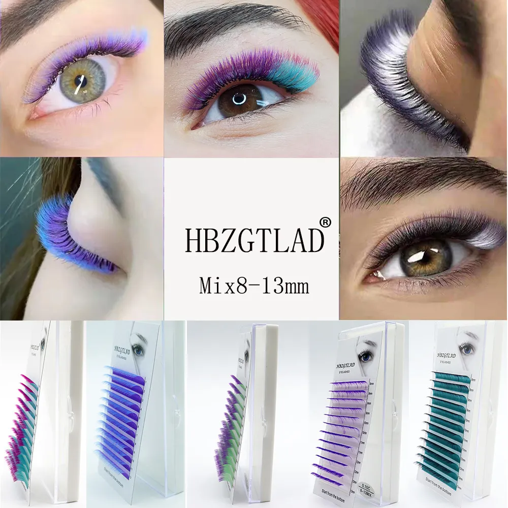 False Eyelashes HBZGTALD C D Curl 0.07 0.1MM 8 13MM Mix Length Color Fake Lashes Extensions Individual Colored Mink 230531