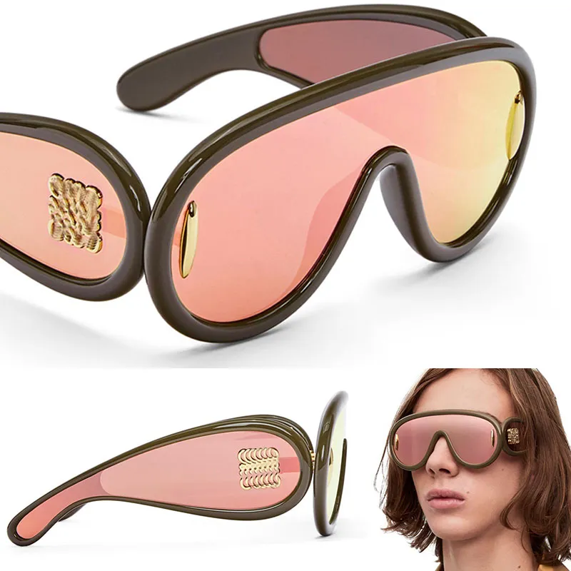 Óculos de sol de verão com máscara de onda Óculos de sol em acetato Designer para mulheres e homens Óculos de festa de lazer 40108 Lentes coloridas Armação preta Lunettes de soleil Máscara de onda