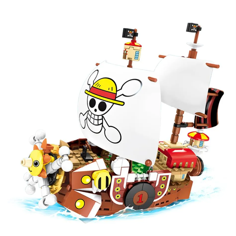 432pcs One Pieces Barcos Mil Ensolarado Navios Piratas Luffy Blocos Modelo Techinc Idéia Figuras Tijolos de Construção Crianças Brinquedos Presentes C1219t