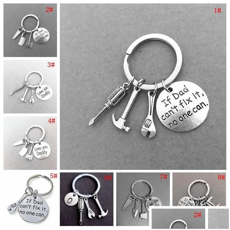 Other Festive Party Supplies Metal Small Tools Key Chain Letter Print Car Keychain Personalize Gadget Keyring Ring Birthday Father Dh19P