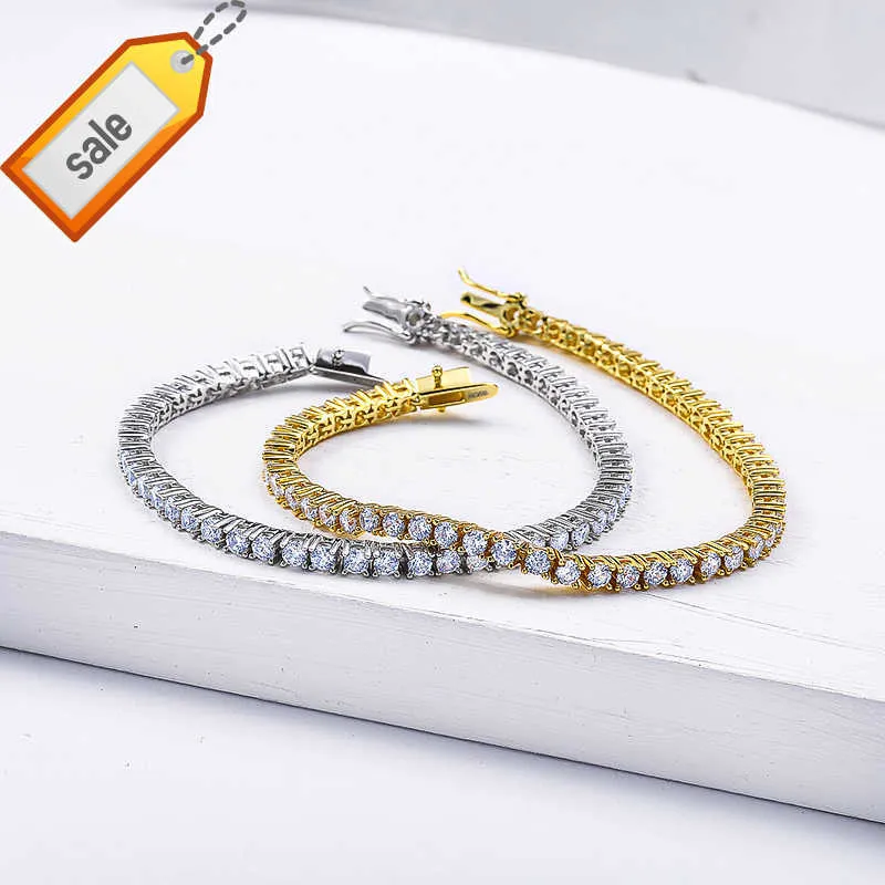 Fine Jewelry Iced Out 3mm 5mm 925 Sterling Silver Moissanite Tennis VVS Diamant Bracelet Chaîne pour Femmes Hommes