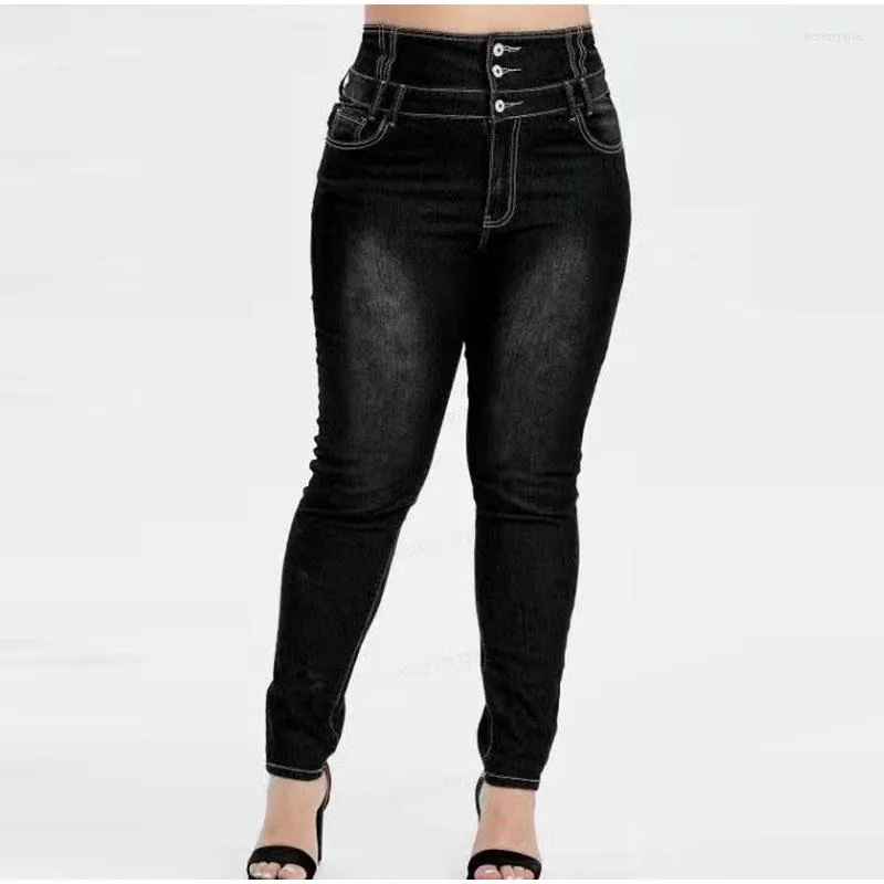 Jeans pour femmes taille haute crayon maigre grande taille boutonné pantalon en jean femmes rouge pantalons longs maman printemps Style coréen Stretch moulante