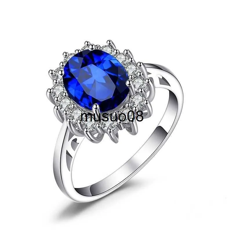 Bandringe Luxus Bankett Modeschmuck Intarsien Inlay Weiß Bohrer Blaue Farbe Sonnenblume Form Ringe Frauen Hochzeit Verlobungsring J230602
