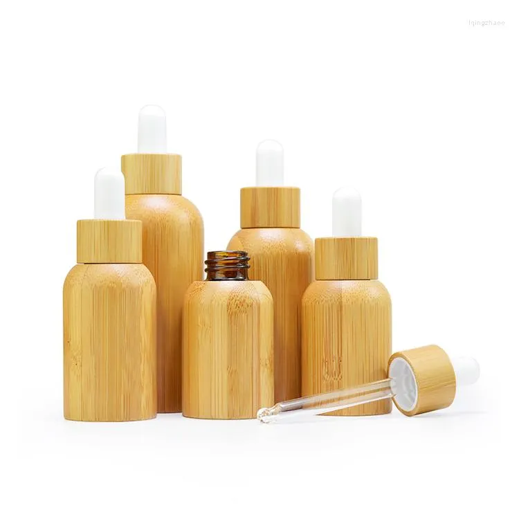 Bouteilles de stockage 120ML Full Bamboo Airless Lotion Spray Distributeur PET Liner Récipient vide Cosmétique Alchohol Lait Shampooing Bouteille