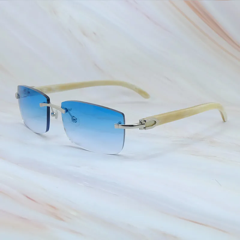 사각형 남성 선글라스 카터 고급 디자이너 태양 안경 패션 안경 운전 색조 안경 빈티지 버프 화이트 버팔로 혼 안경