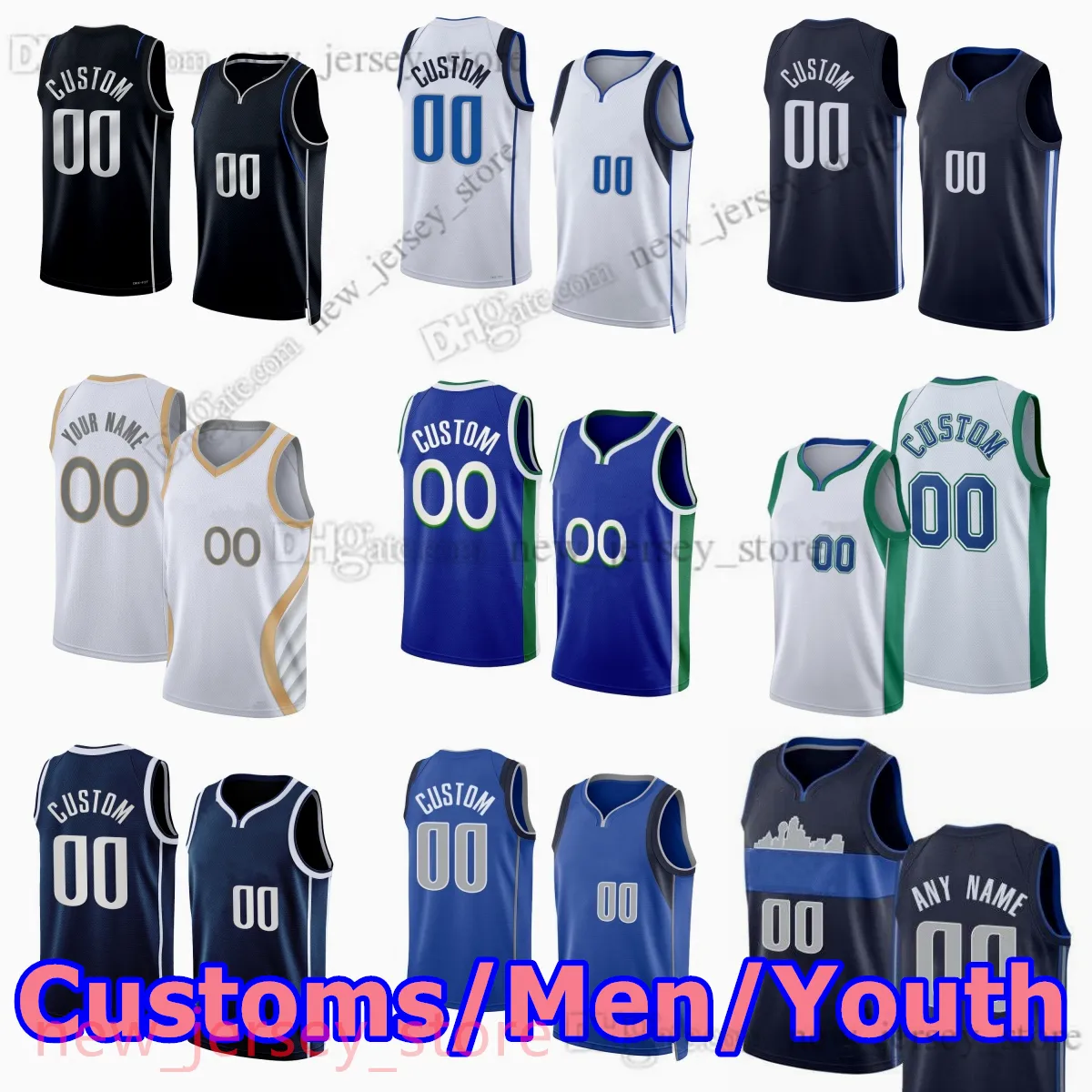 2 Kyrie Irving Jersey Custom Printed Basketball Jerseys 25 Reggie Bullock 42 Maxi Kleber A.J. Lawson Mckinley Wright IV Jaden Hardy