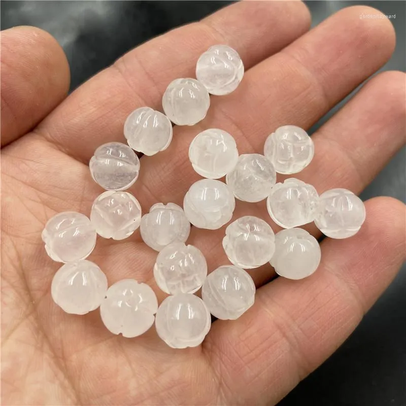 Loose Gemstones 10mm High Grade A Jade Pumpkin Beads For Jewelry Making Diy Bracelet Beaded Necklace White Jades Lotus Bead Accessories