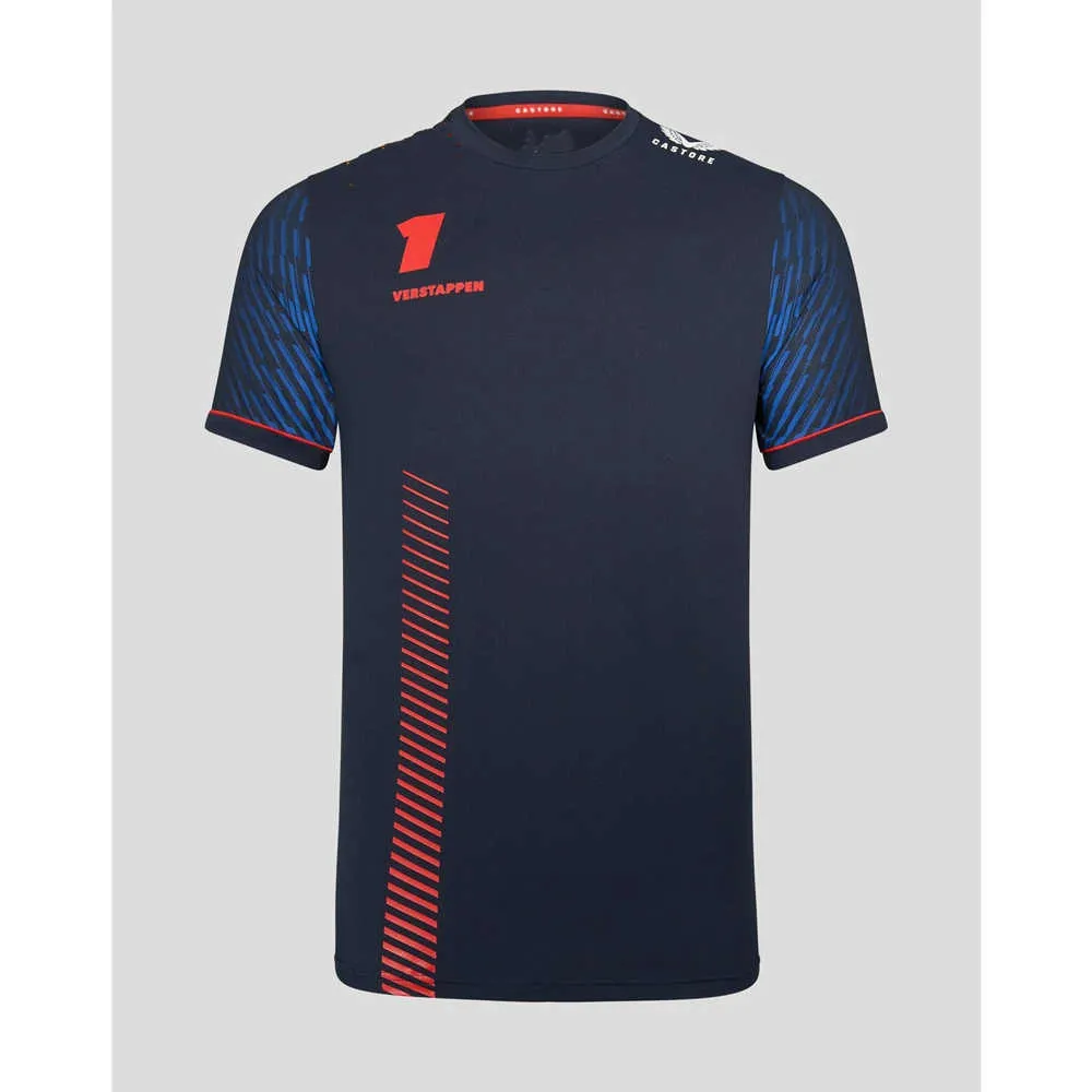 2023 여름 남자의 짧은 슬리브 티셔츠 티셔츠 F1 레이싱 팀 새로운 레드 슈트 네덜란드 불스 드라이버 베스타판 목 스포츠 캐주얼 한 엑스트라 탑 QJVJ