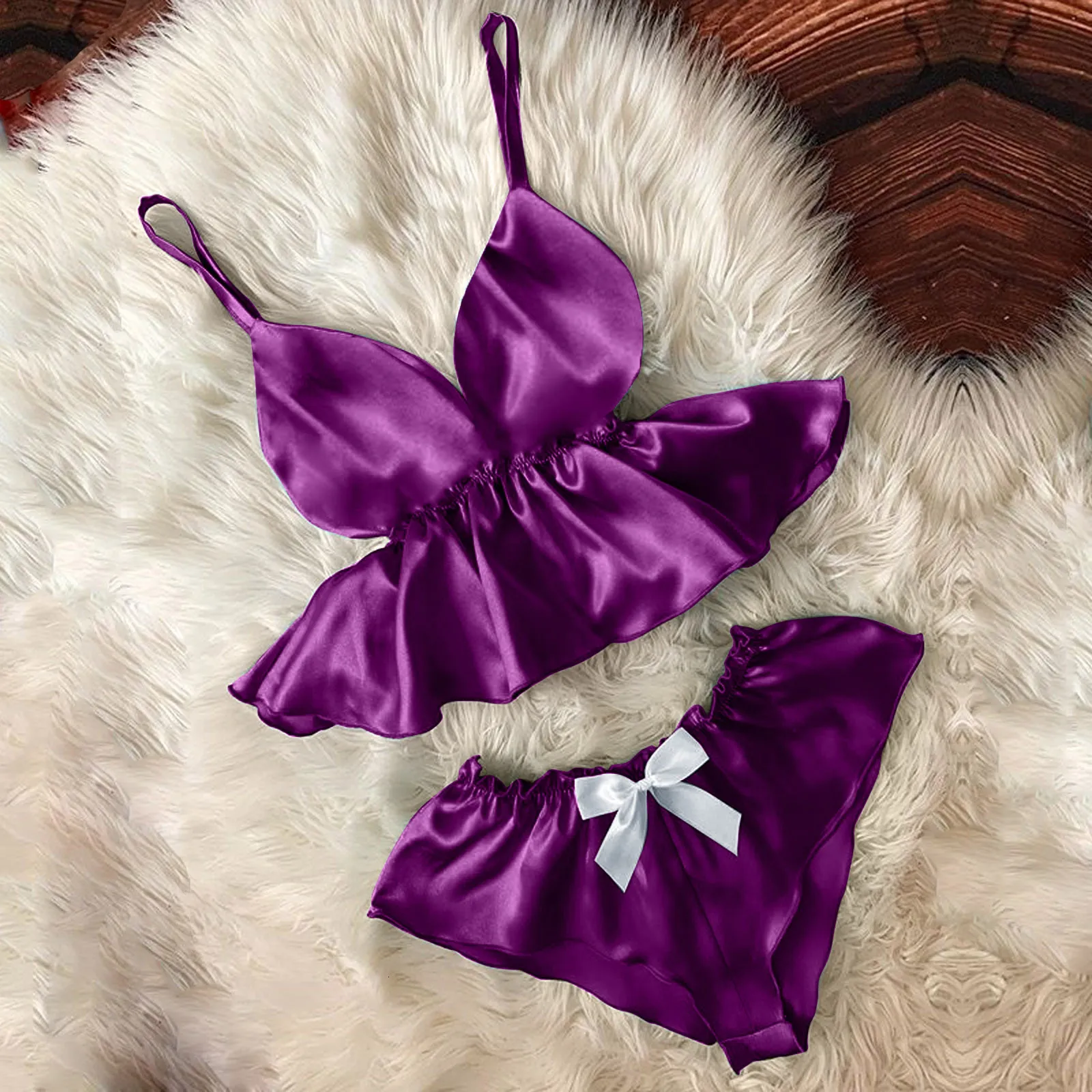 Indumenti da notte da donna Intimo sexy da donna Set con scollo a V Bowknot Shorts Stain Canotta Regalo Consegna veloce 2 pezzi Femme Abbigliamento Home 230601