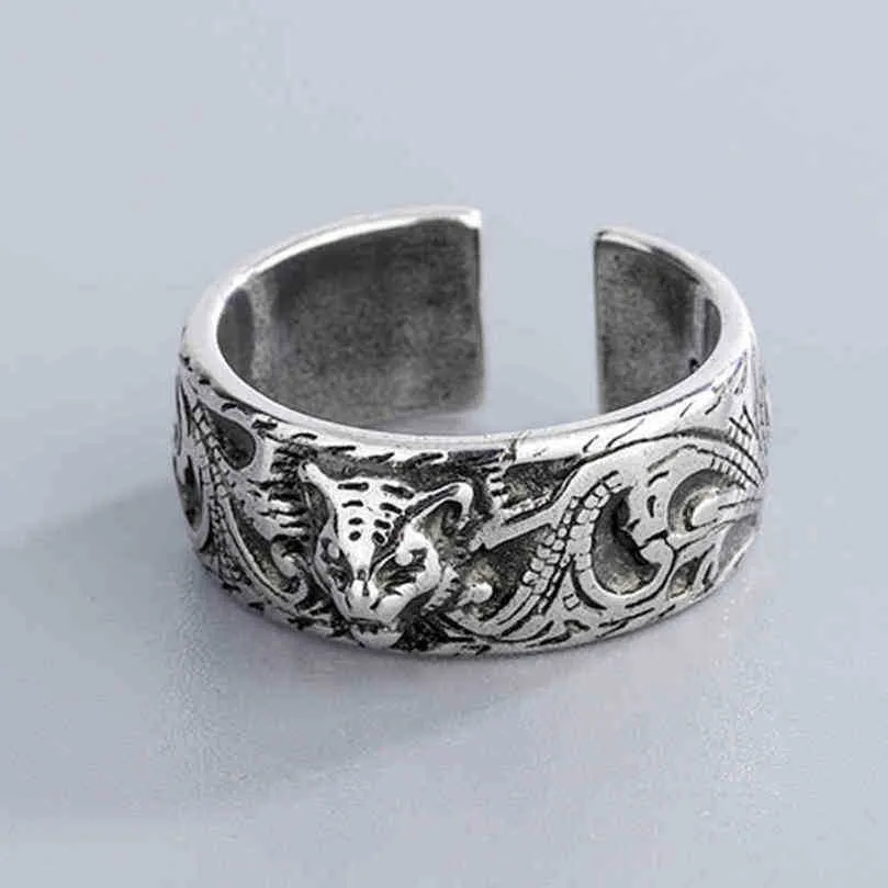 50 % Rabatt auf Designerschmuck, Armband, Halskette, Ring, Leoparden-Damenkopf, geschnitztes Muster, Ringöffnung, neuer Schmuck