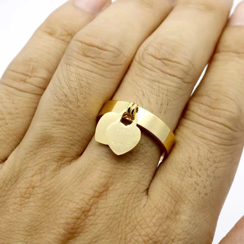 Pierścień mody Pierścień serca proste damskie pierścionek brzoskwiniowy para kreatywna pierścień palca