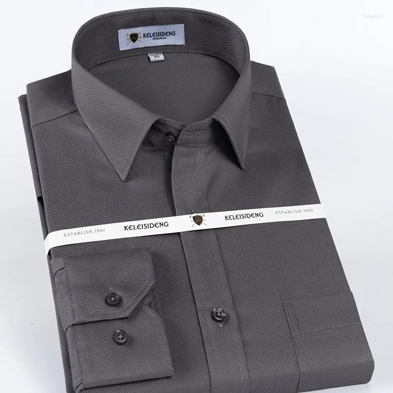 Camicie eleganti da uomo Camicia da ufficio a maniche lunghe classica a tinta unita da uomo Tasca applicata standard Twill di design formale formale da lavoro standard