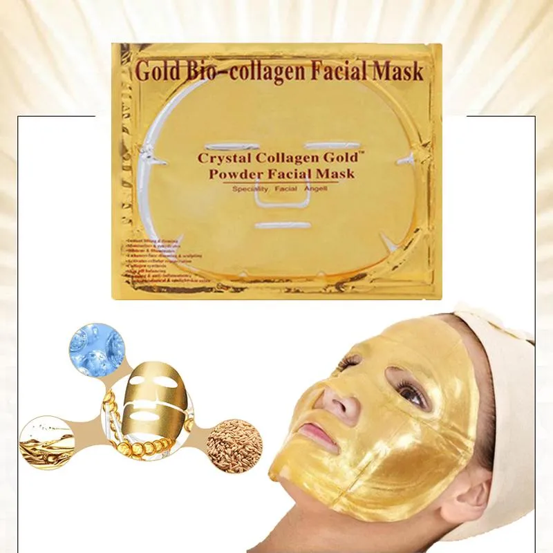 Face 10Pcs Gold Mask Face Women Anti Aging Wrinkle Whitening Monisturizing Facial Mask Sheets Whole Sale Set Free Shipping Skincare