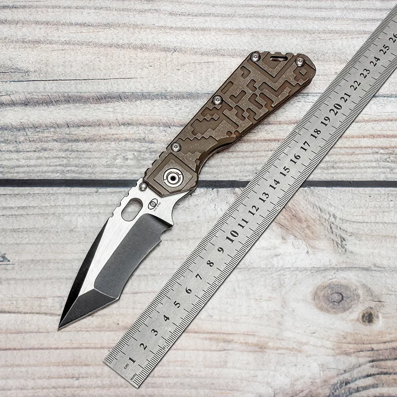 Evil Eyes Customized Folding Knife MSc SMF Performance Series Full Brown Titanium Handle Tanto High Hardness M390 BLADE Strong Outdoor EDC Tactical Camping Tools